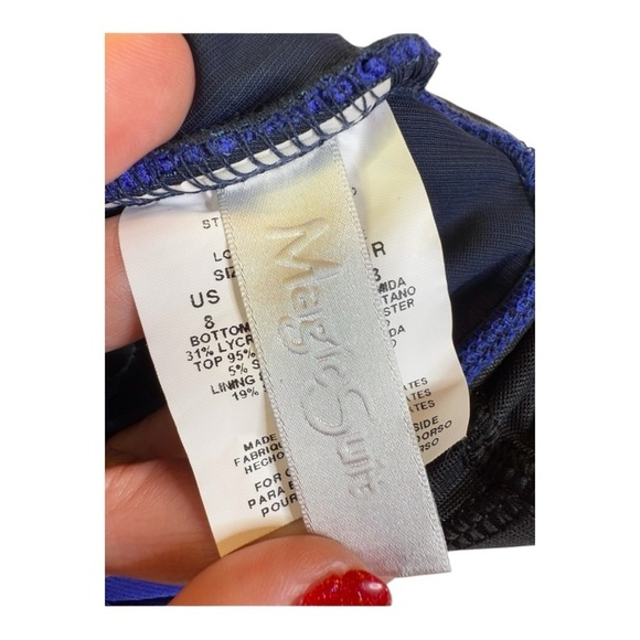 MagicSuit Tummy Control Halter Cinched Waist Colorblock Twilight Blue Size 8 - Picture 12 of 16